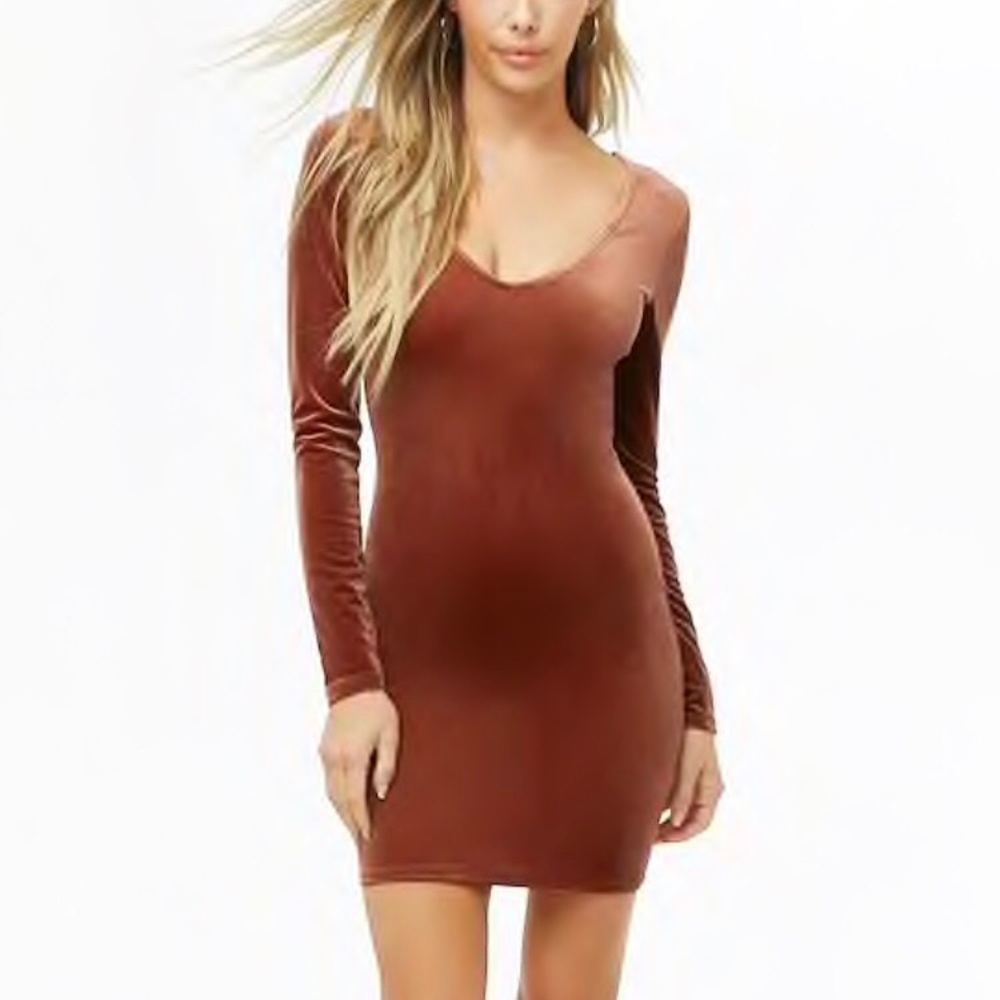 Velvet v-neck mini dress